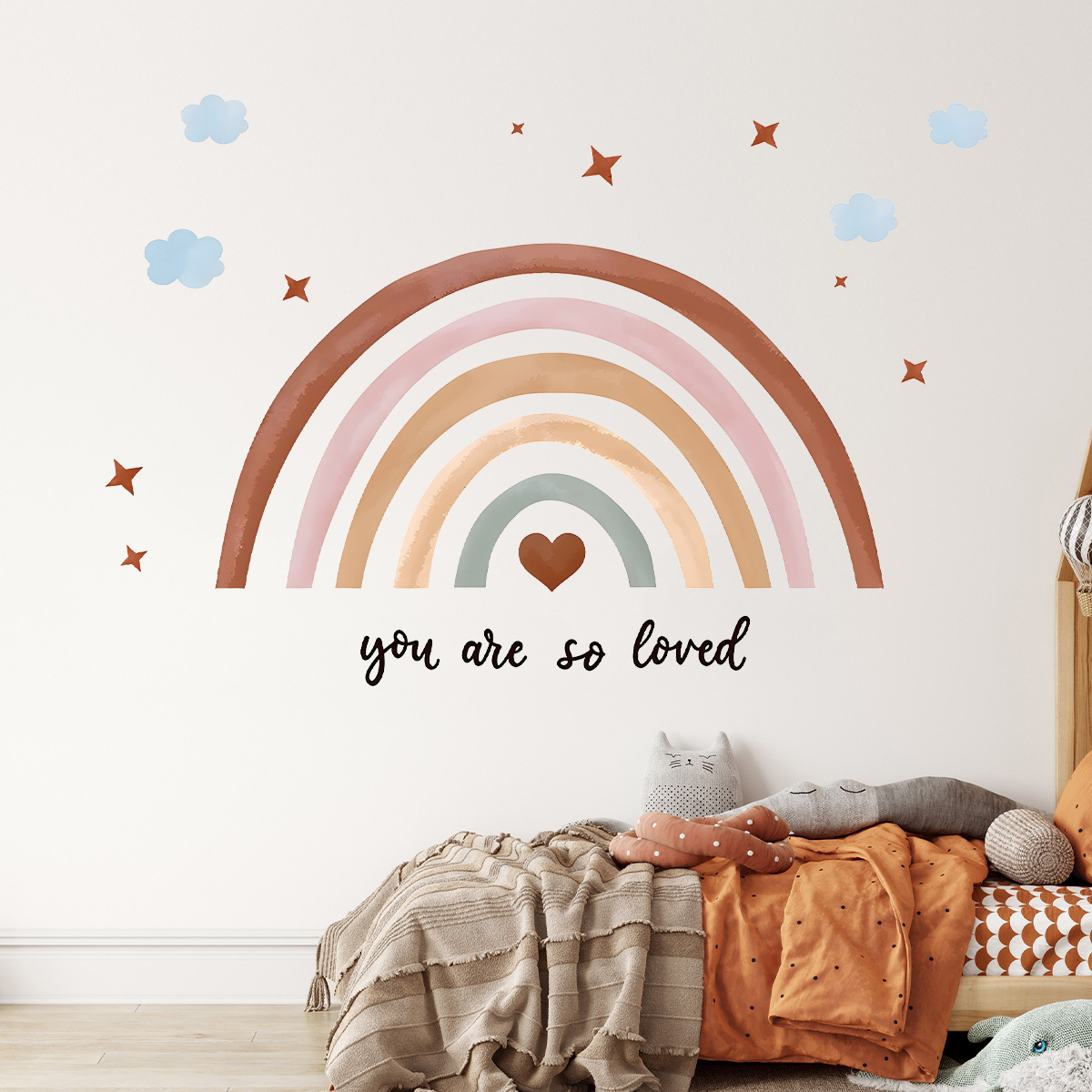 Boho Rainbow Wall Sticker Peel - Baby Nursery Wallpaper Girl 评论和价格
