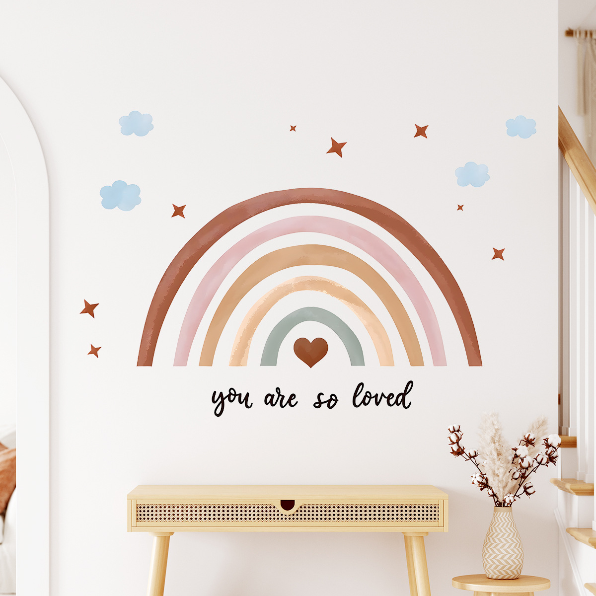 Boho Rainbow Wall Sticker Peel - Baby Nursery Wallpaper Girl 评论和价格