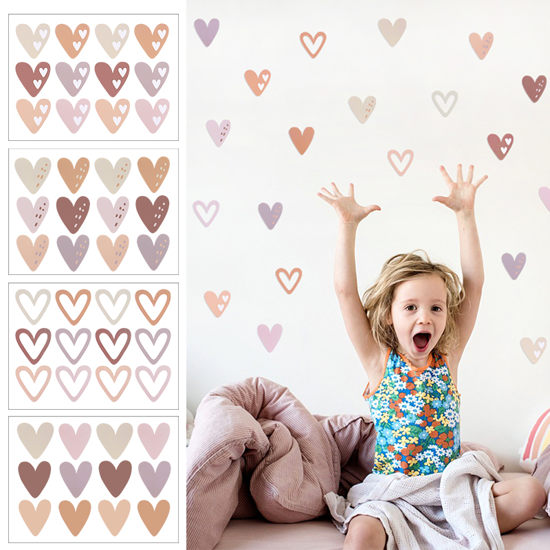 2pcs Lovely Hearts Ins Wall St - Baby Nursery Wallpaper Girl 评论和价格