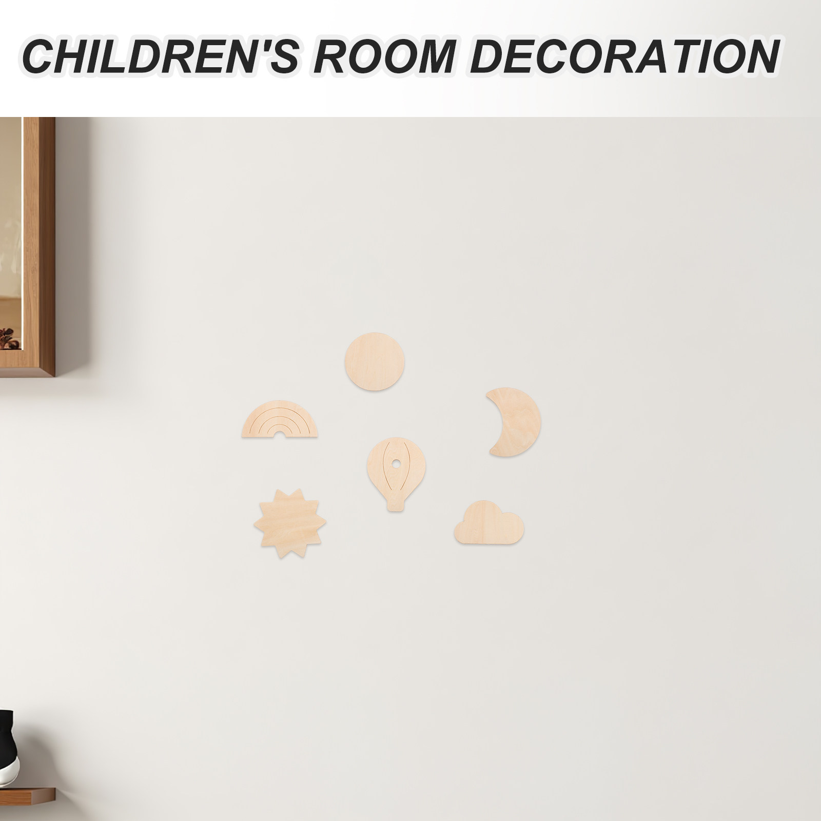 6Pcs Wooden Wall Stickers Sky  - Baby Nursery Hot Air Balloon Theme 评论和价格