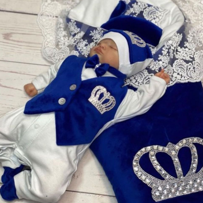 Royal Blue Velvet Baby Romper  - Baby Nursery Outfits 评论和价格