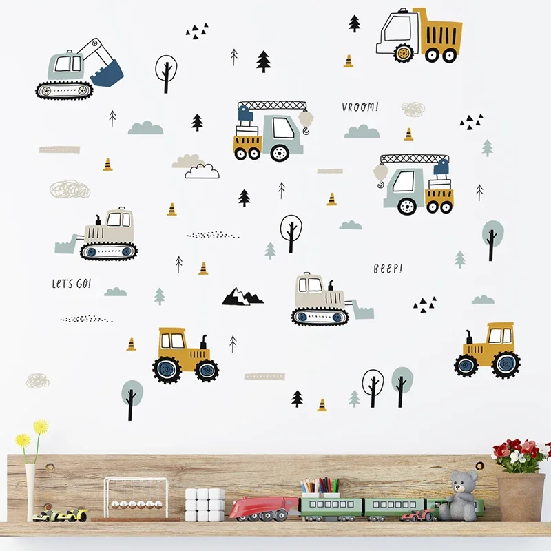 Hand Drawn Cute Cars Cargo Tru - Baby Nursery Needs 评论和价格