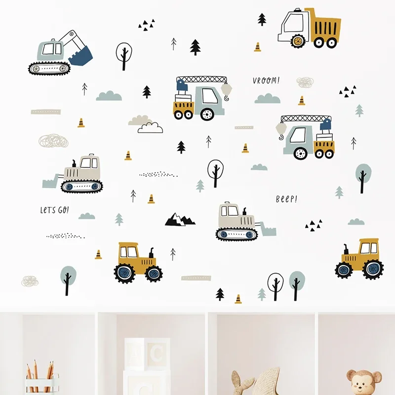 Hand Drawn Cute Cars Cargo Tru - Baby Nursery Needs 评论和价格