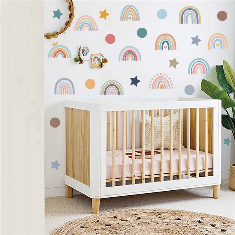 A44Z-Boho Rainbow Wall Decals  - Baby Nursery Wallpaper Girl 评论和价格
