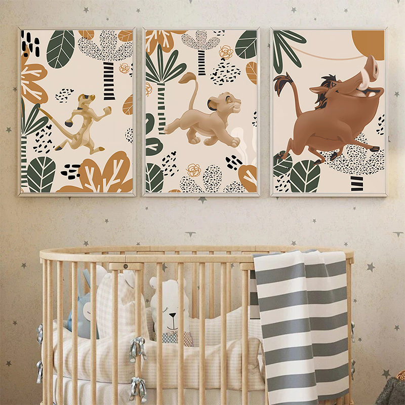 Kid Lion King Boho Posters and - Baby Nursery Animal Pictures 评论和价格
