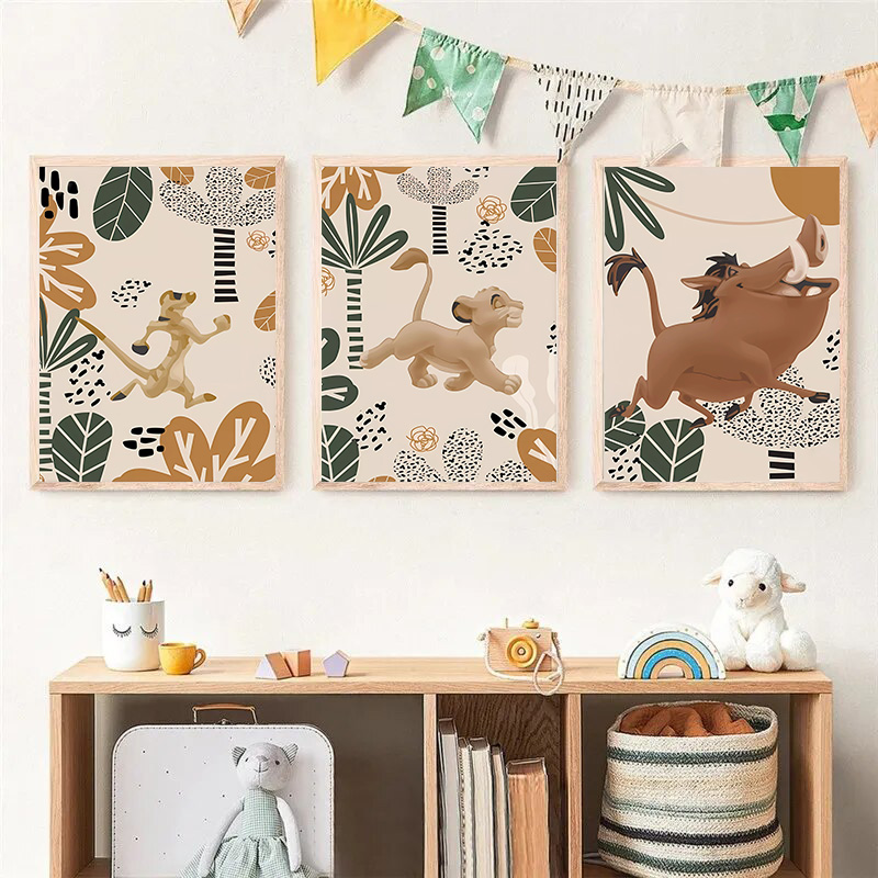 Kid Lion King Boho Posters and - Baby Nursery Animal Pictures 评论和价格