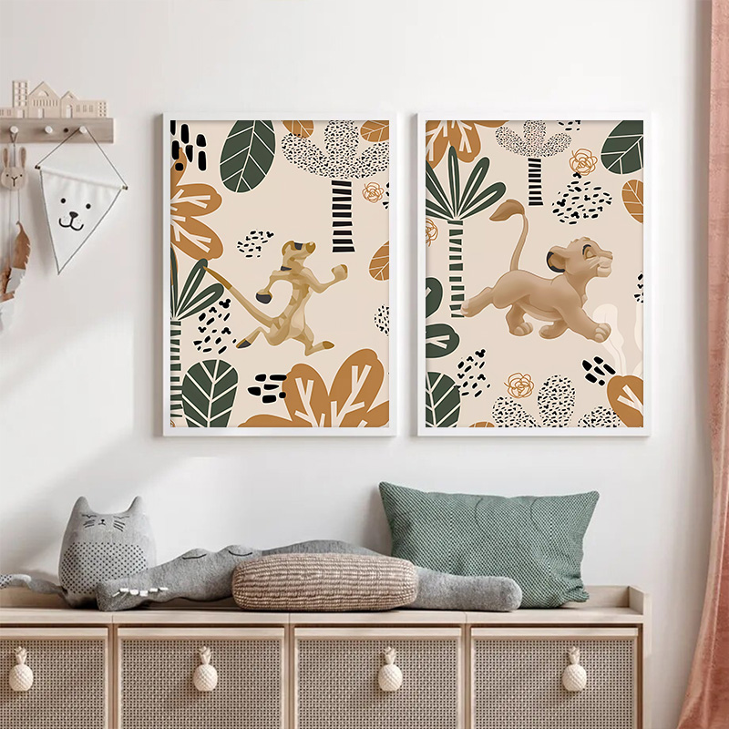 Kid Lion King Boho Posters and - Baby Nursery Animal Pictures 评论和价格