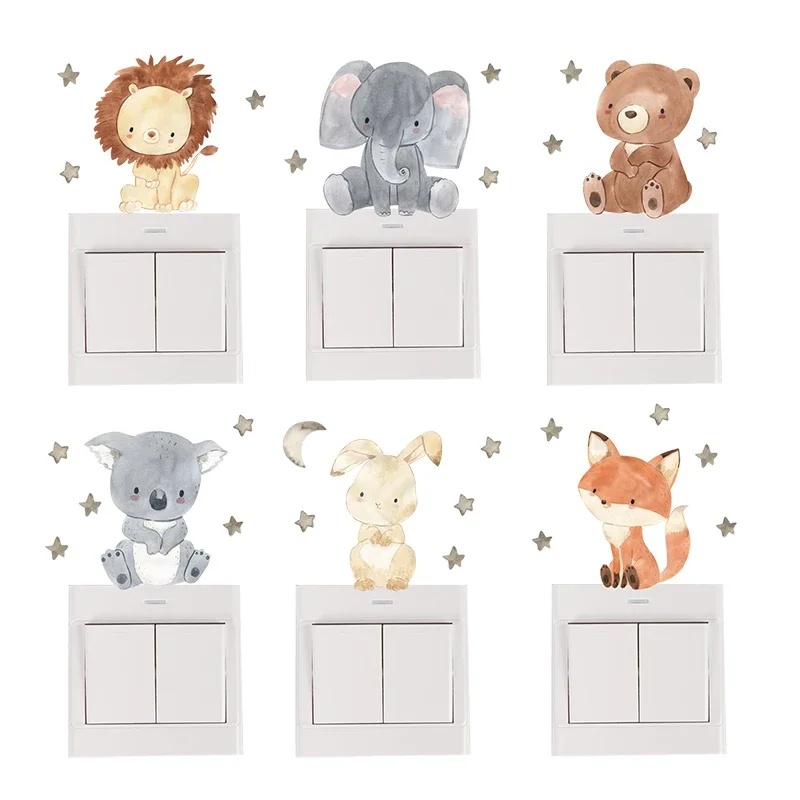 6pcs/set Cartoon Animals Wall  - Baby Nursery Water 评论和价格