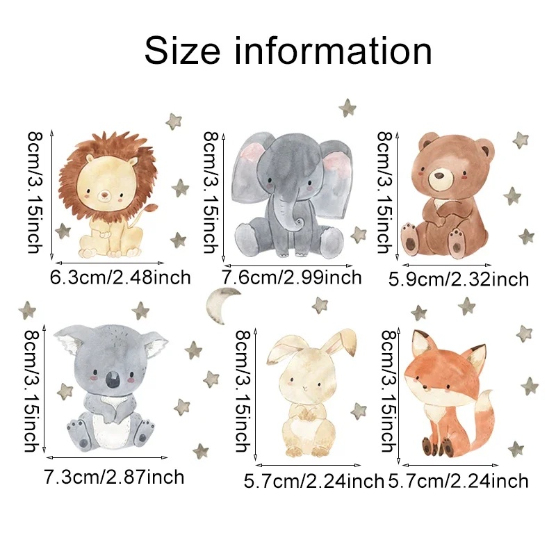 6pcs/set Cartoon Animals Wall  - Baby Nursery Water 评论和价格