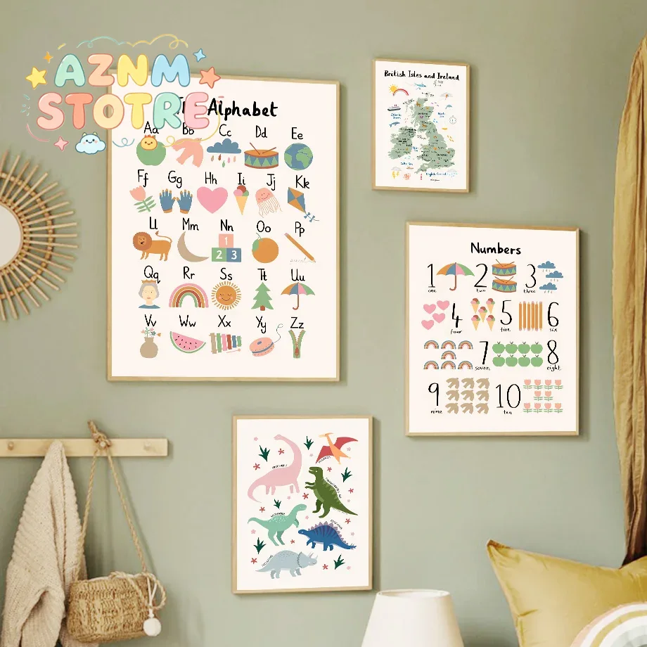 Animal World Map Dinosaur Alph - Baby Nursery Animal Pictures 评论和价格
