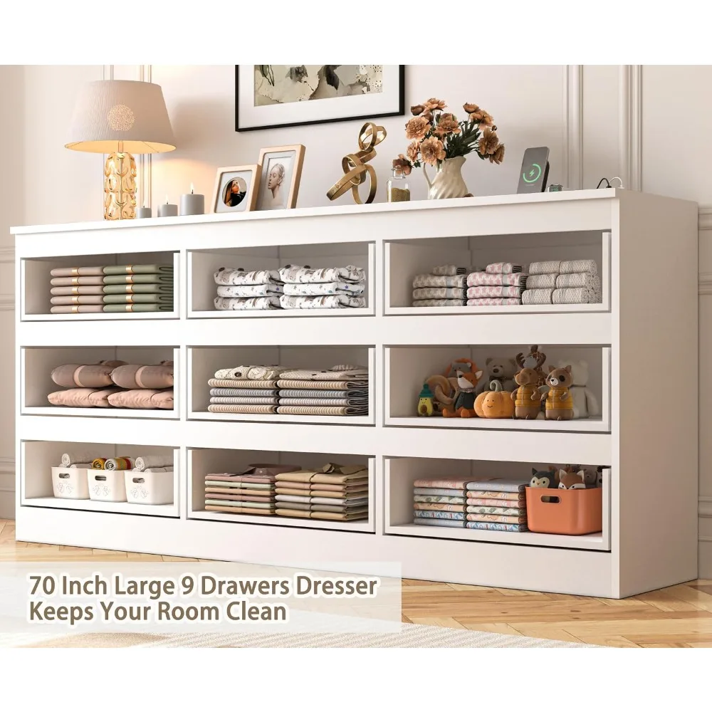 Large 70 Inch 9 Drawer Dresser - Drawer Dresser White 评论和价格