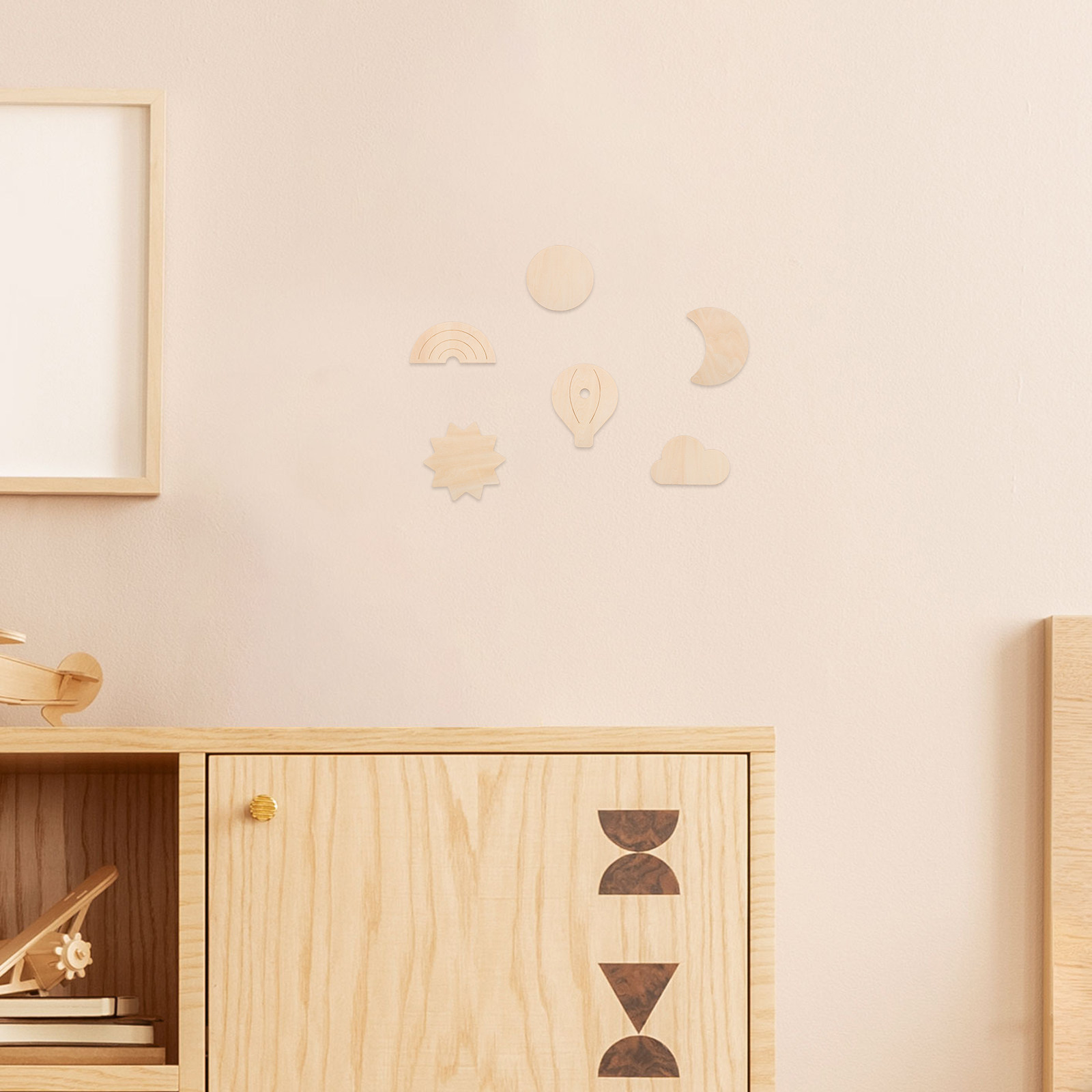 6Pcs Wooden Wall Stickers Sky  - Baby Nursery Hot Air Balloon Theme 评论和价格