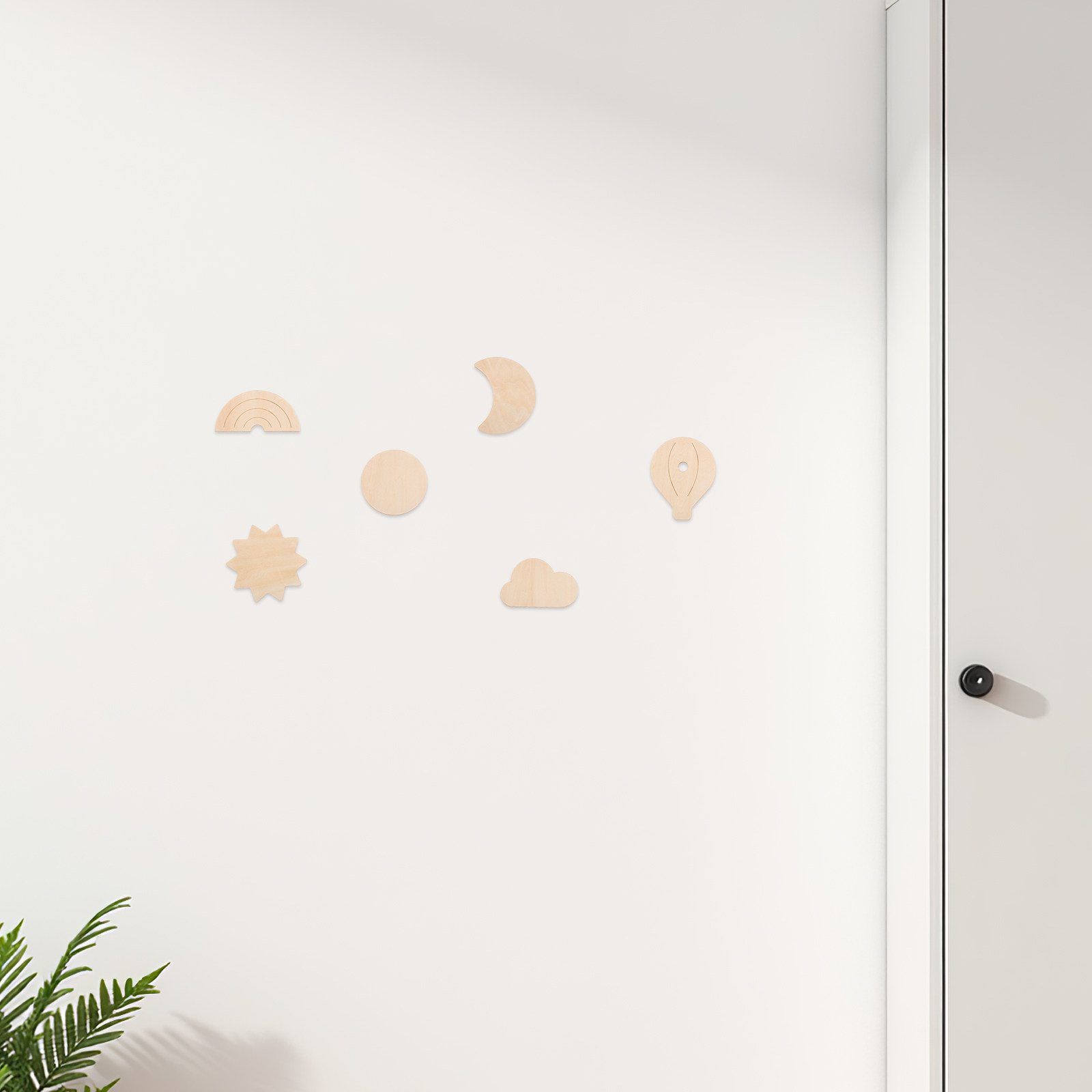 6Pcs Wooden Wall Stickers Sky  - Baby Nursery Hot Air Balloon Theme 评论和价格