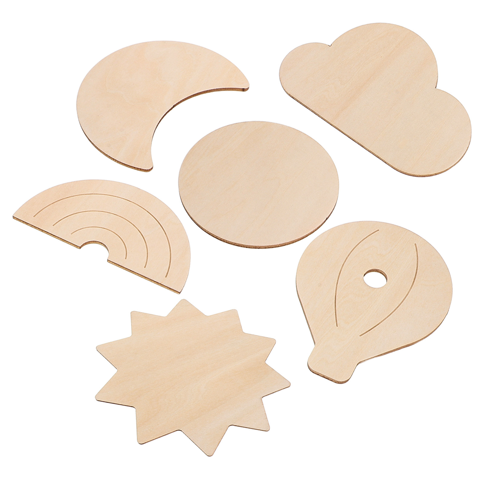 6Pcs Wooden Wall Stickers Sky  - Baby Nursery Hot Air Balloon Theme 评论和价格