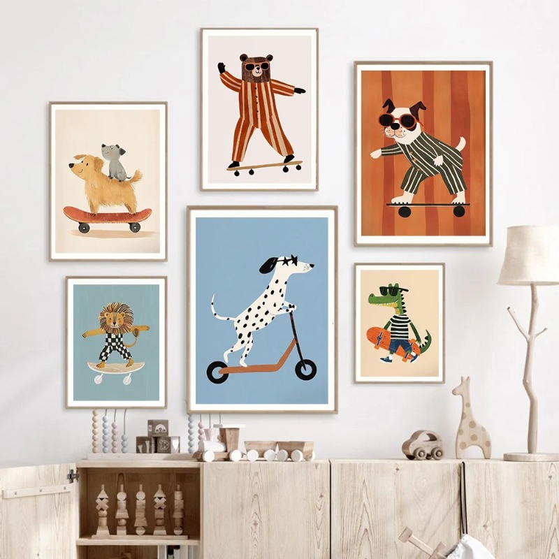 1pc frameless Funny Animals Ra - Baby Nursery Animal Pictures 评论和价格