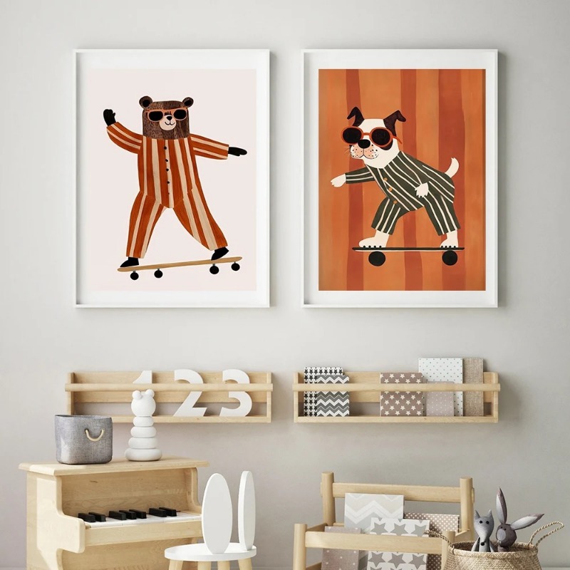 1pc frameless Funny Animals Ra - Baby Nursery Animal Pictures 评论和价格