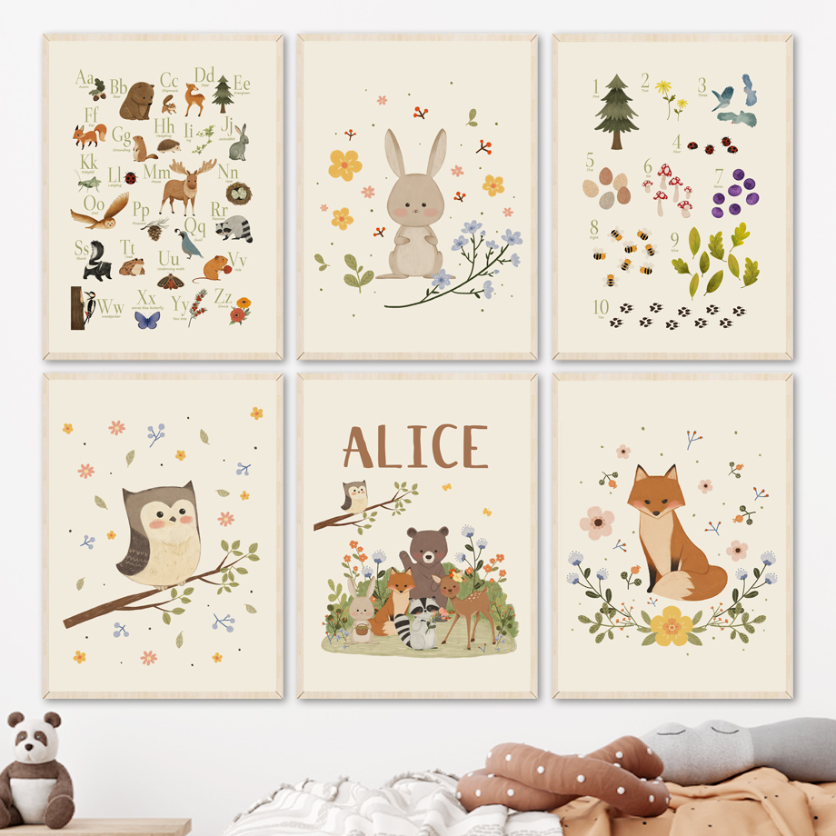 1pc frameless Cute Rabbit Fox  - Baby Nursery Animal Pictures 评论和价格