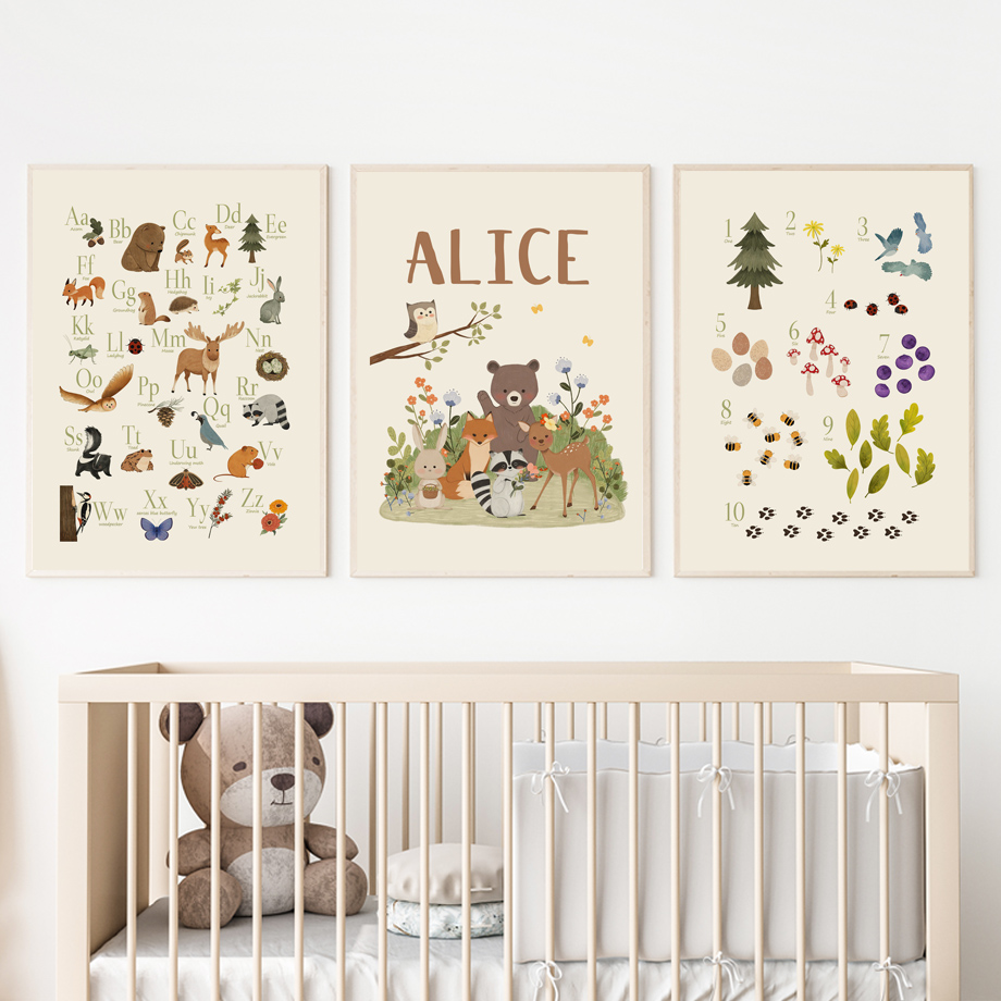 1pc frameless Cute Rabbit Fox  - Baby Nursery Animal Pictures 评论和价格