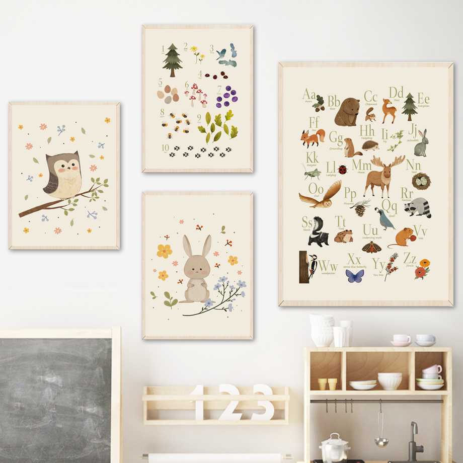 1pc frameless Cute Rabbit Fox  - Baby Nursery Animal Pictures 评论和价格