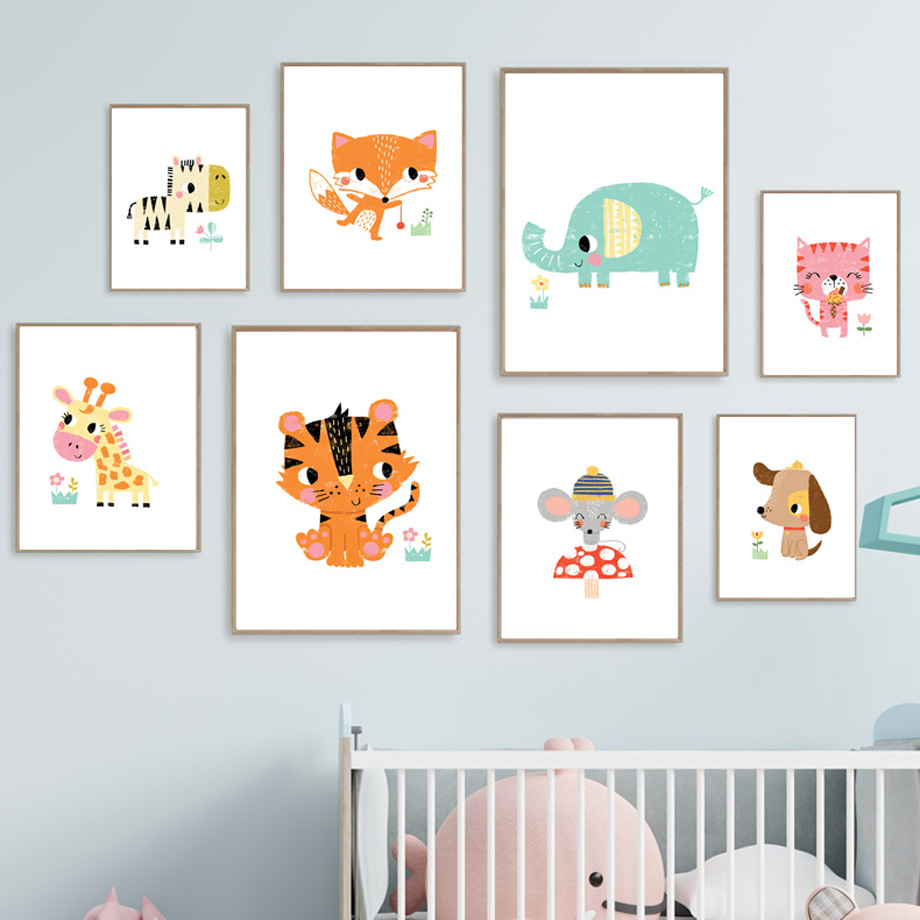 Cartoon Baby Animal Nursery Wa - Baby Nursery Zoo Animals 评论和价格